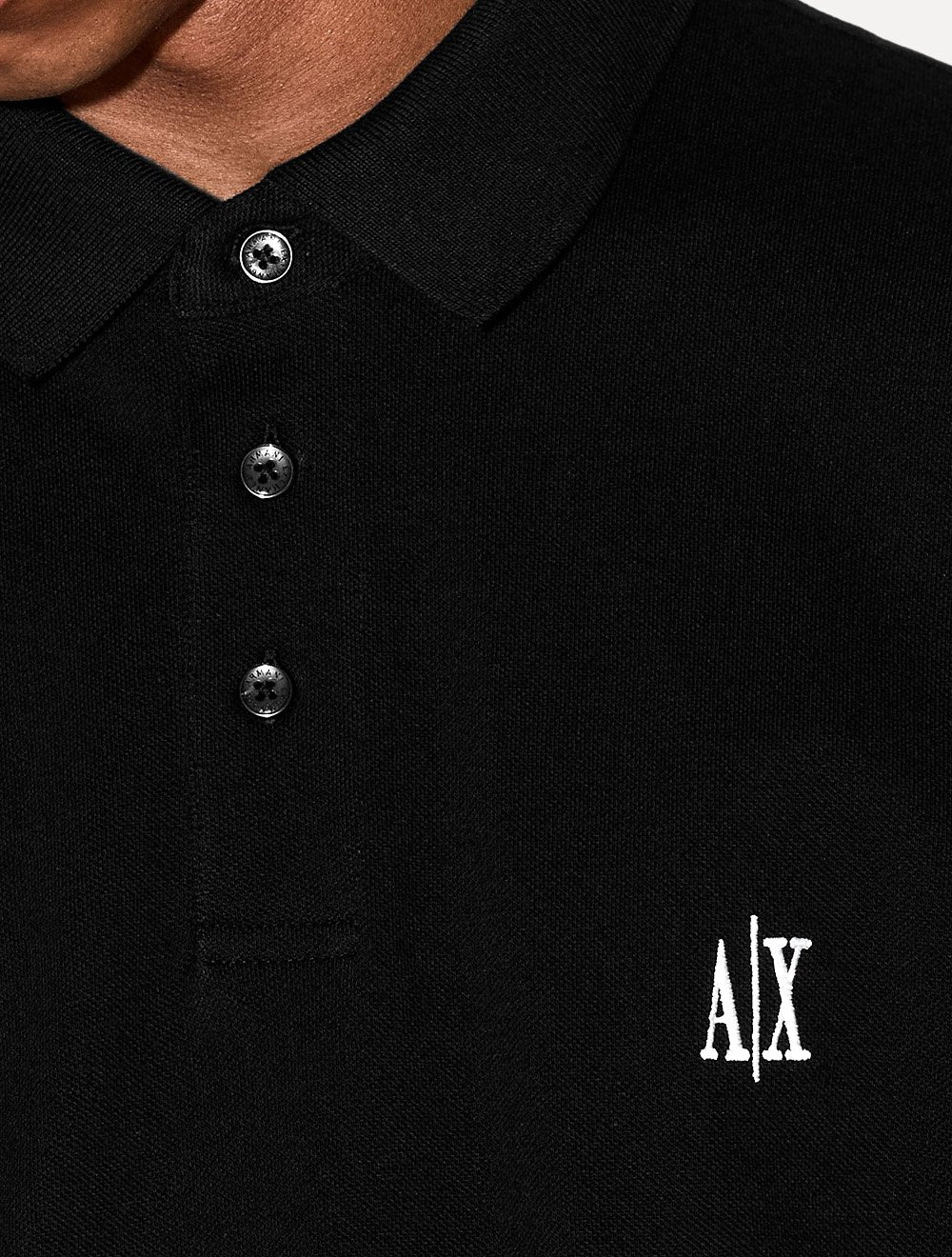 Polo Armani Exchange Masculina Regular Fit Logo Icon AX Preta