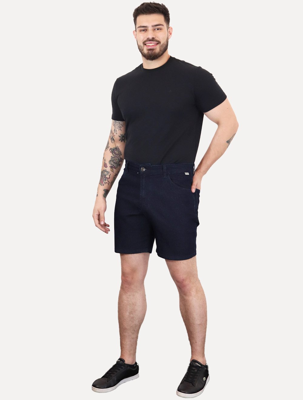 Bermuda John John Jeans Masculina Box Basics 5 Pockets Escura