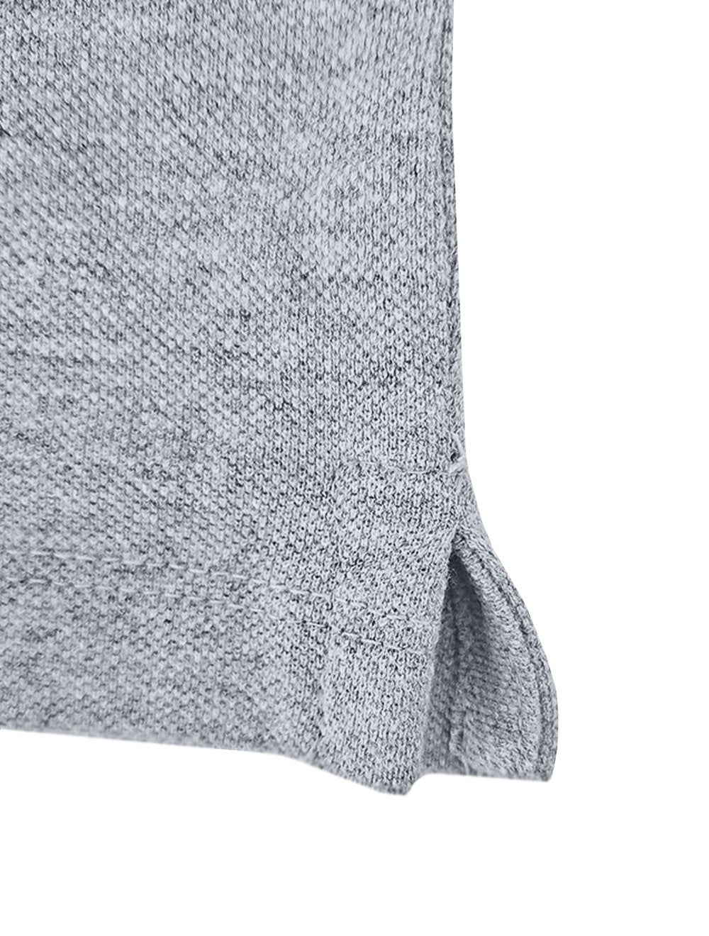 Polo Guess Masculina Piquet Frieze Logo Bordado Cinza Mescla