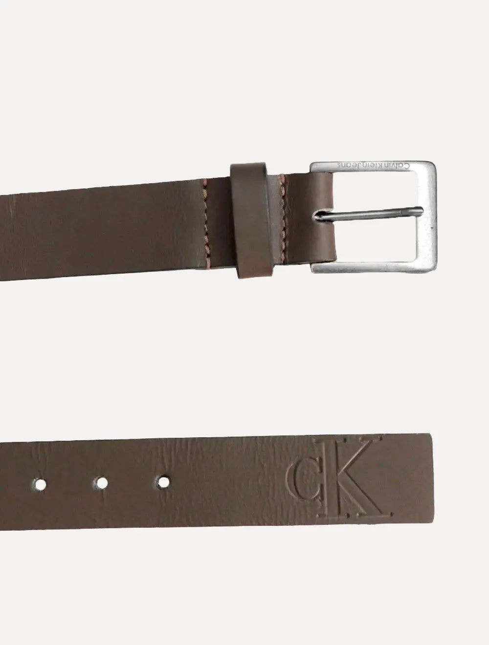 Cinto Calvin Klein Masculino Couro Queima CK Marrom
