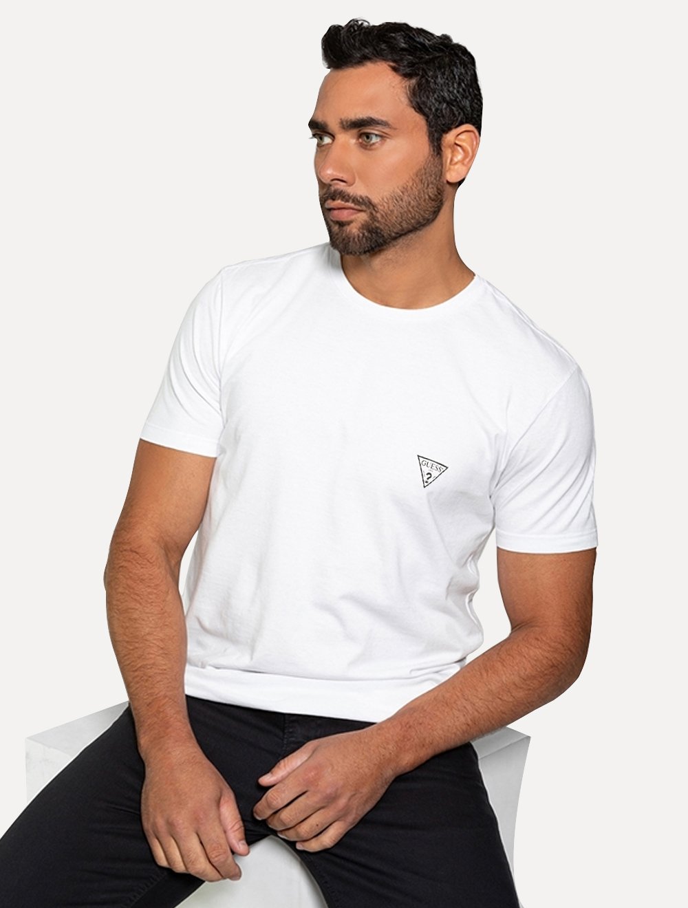 Camiseta Guess Masculina Dark Grey Icon Branca