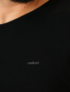 Camiseta Colcci Masculina Slim Malha Canelada Preta