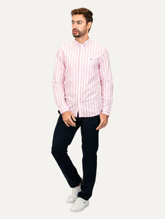 Camisa Tommy Hilfiger Masculina Oxford Slim Bold Stripe Rosa Claro