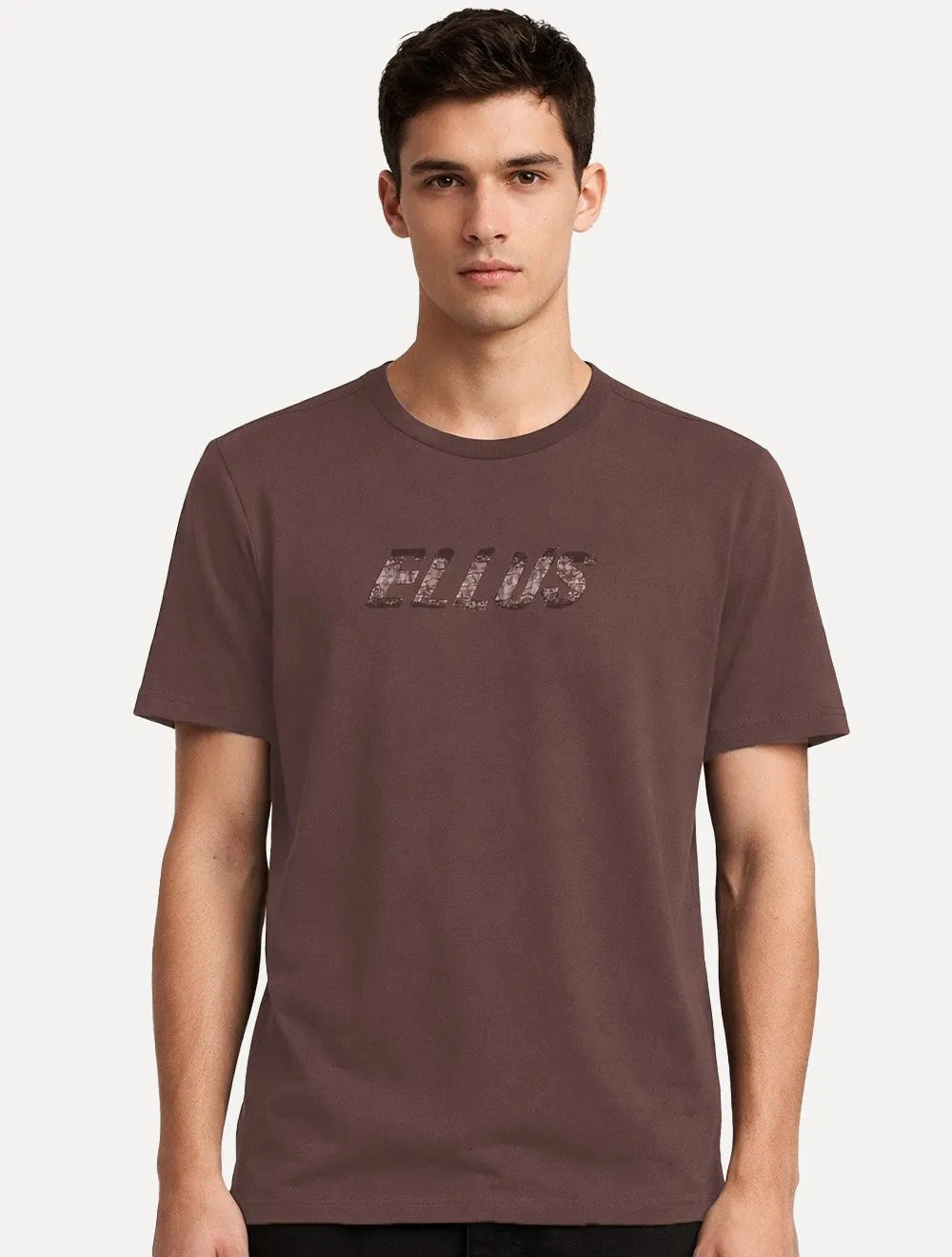 Camiseta Ellus Cotton Fine Dots Classic Marrom
