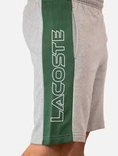 Bermuda Lacoste Masculina Moletom Fleece Colourblock Jogger Cinza Mescla