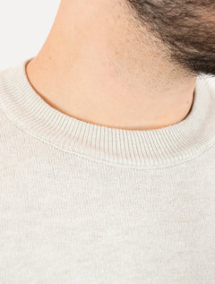 Suéter Dixen Masculino Crewneck Tricot Liso Areia Mescla