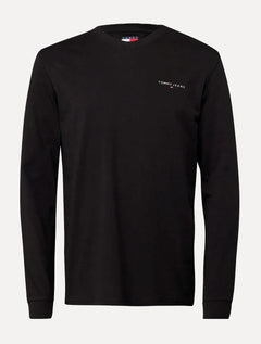 Camiseta Tommy Jeans Masculina Manga Longa Linear Chest Preto