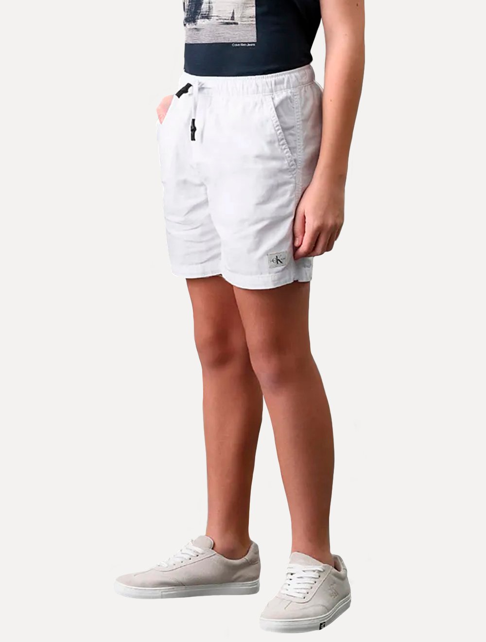 Bermuda Calvin Klein Infantil Color Curta Paper Cardarço Branco/Preto Branca