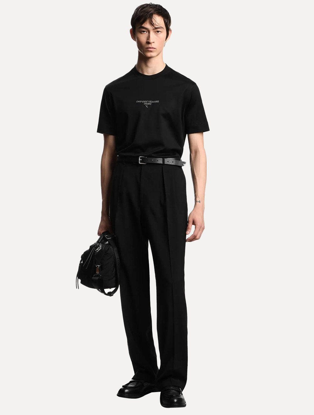 Camiseta Empório Armani Masculina Jersey Logo Chest Preta