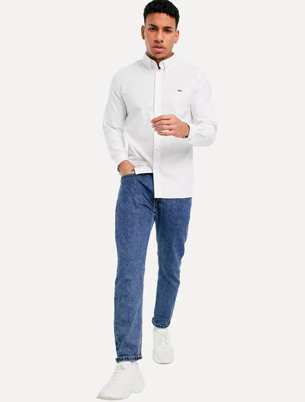 Camisa Lacoste Masculina Regular Pinpoint Cotton Oxford Branca