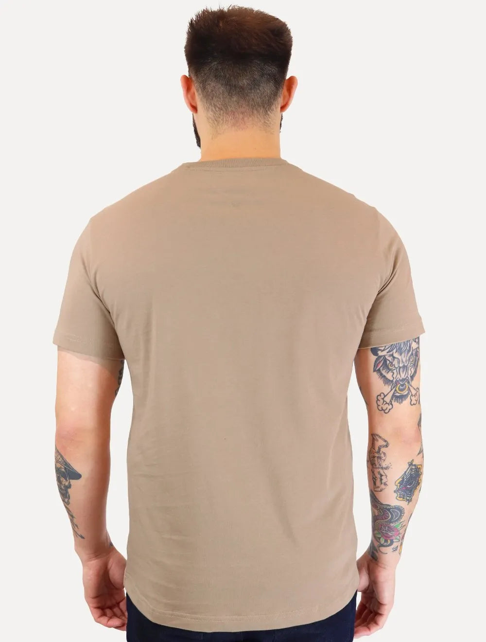 Camiseta Tommy Hilfiger Masculina Linear Flag Graphic Marrom Claro