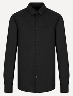 Camisa Armani Exchange Masculina Cotton Slim Fit Mono Logo Preta