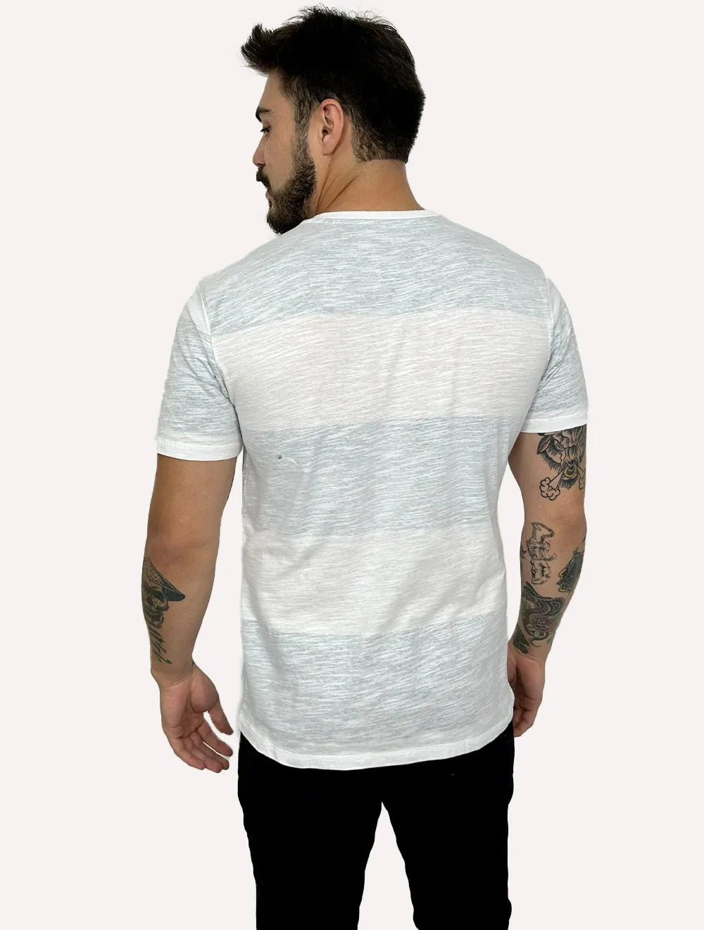 Camiseta John John Masculina Regular Noise Block Branca/Cinza