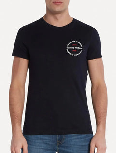 Camiseta Tommy Hilfiger Masculina Columbus Roundle Logo Azul Marinho