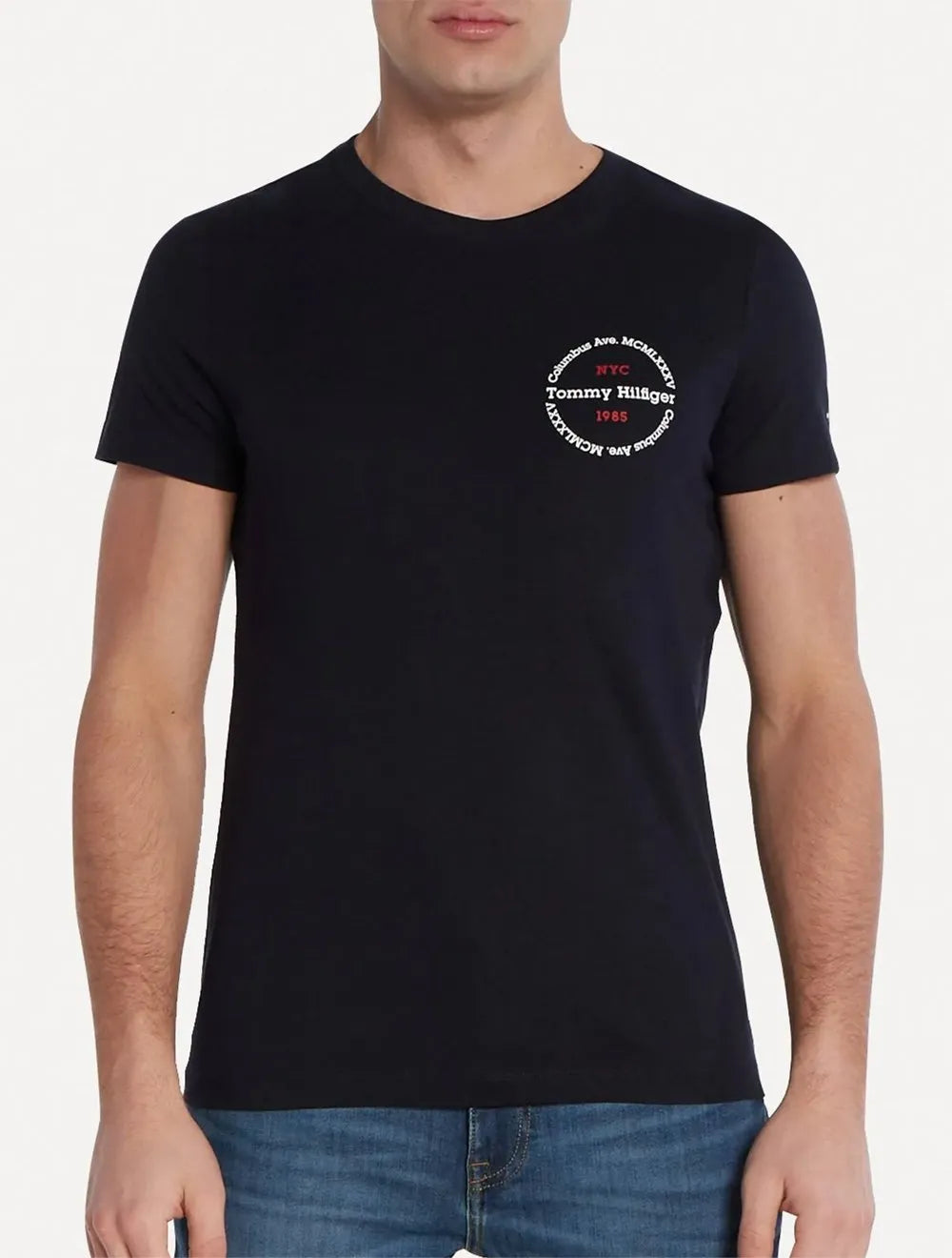 Camiseta Tommy Hilfiger Masculina Columbus Roundle Logo Azul Marinho