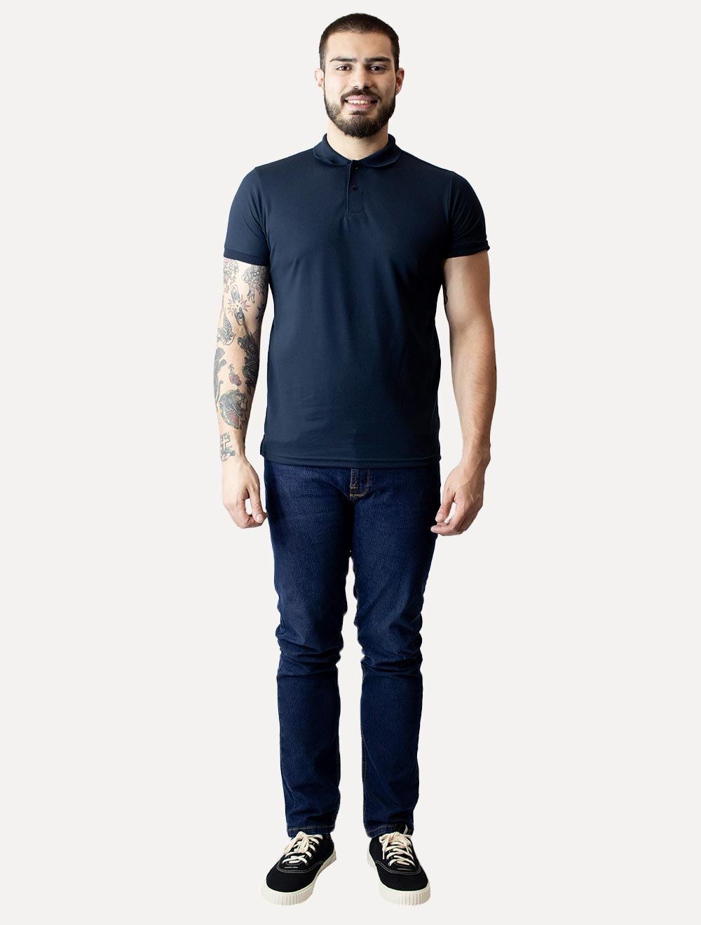 Polo Dixen Masculina Piquet Gola Lisa Azul Marinho