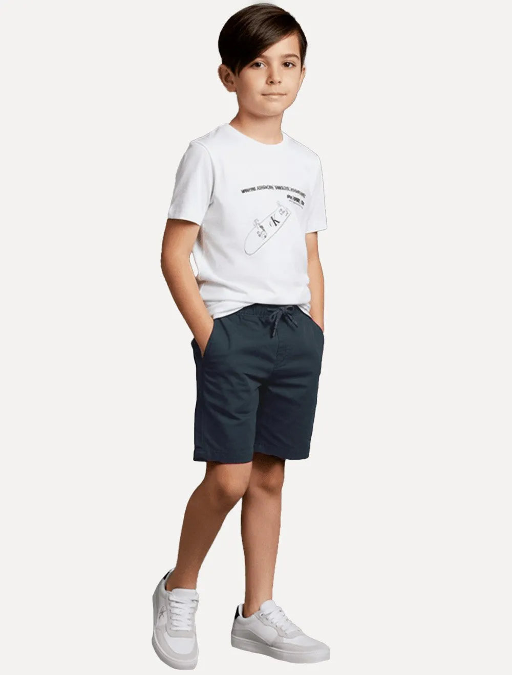Bermuda Calvin Klein Infantil Color Curta Paper Azul Marinho