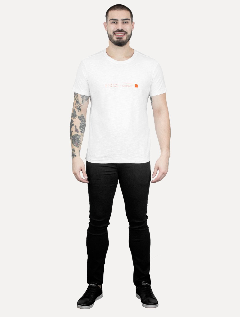Camiseta Osklen Masculina Slim Rough Osksurf Handmade Branca