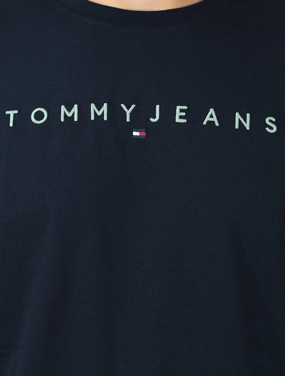 Camiseta Tommy Jeans Masculina Core Linear Green Logo Azul Marinho