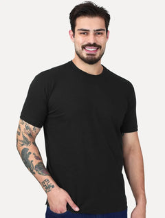 Camiseta K&J Black Cotton Flex Slim Preto
