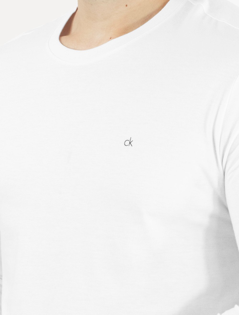 Camiseta Calvin Klein Masculina Meia Malha CK Branca