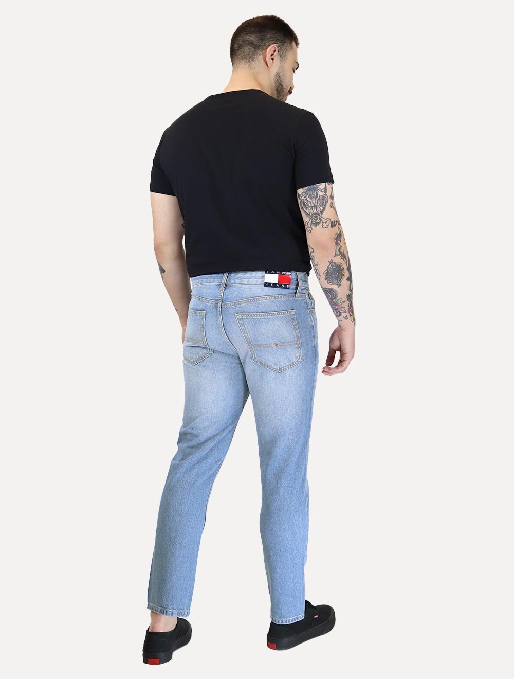 Calça Tommy Jeans Masculina Dad Regular Tapered Azul Claro