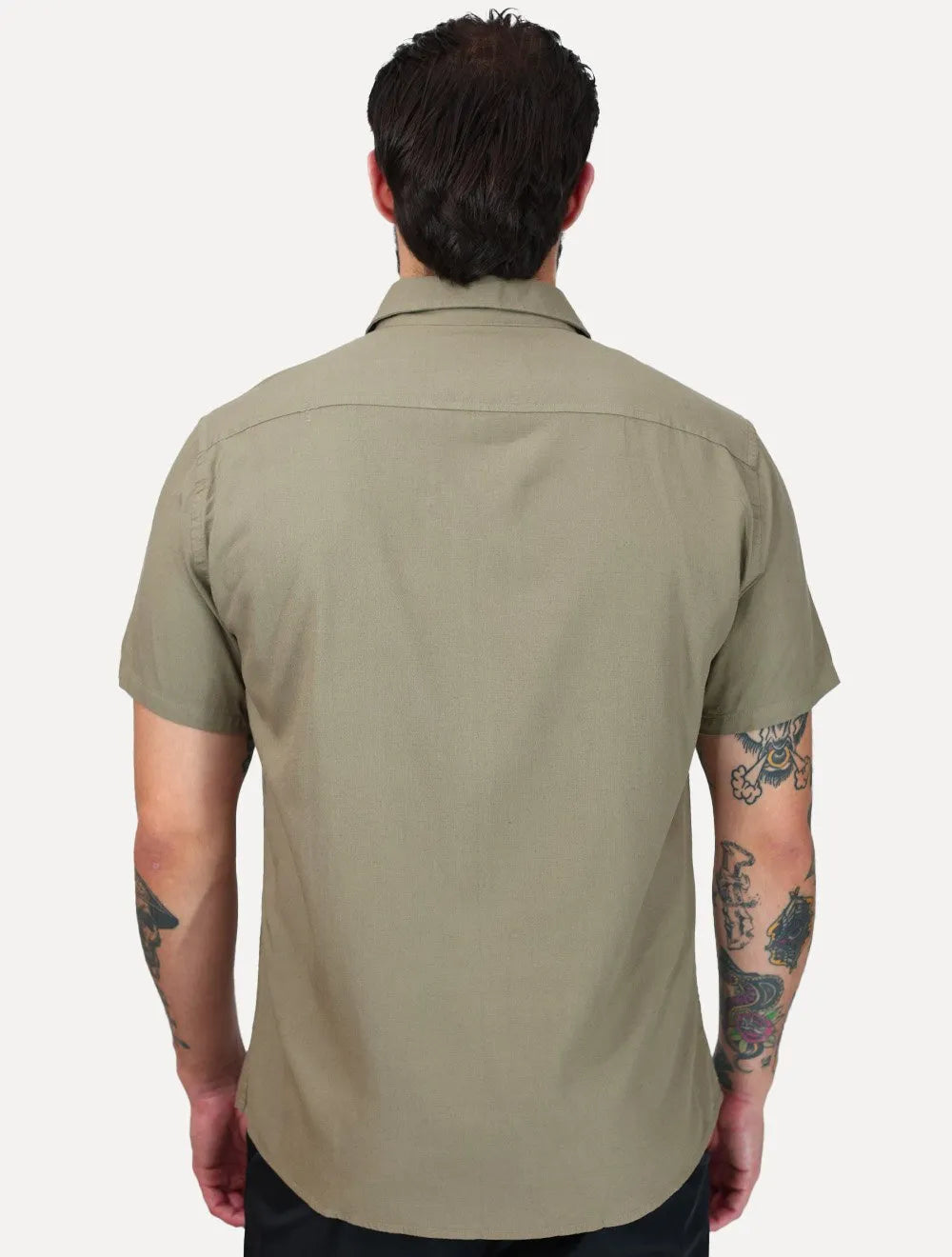 Camisa K&J Black Casual Linen Blend Caqui