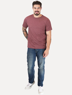 Camiseta Dudalina Masculina Sobretinta Vermelho Mescla