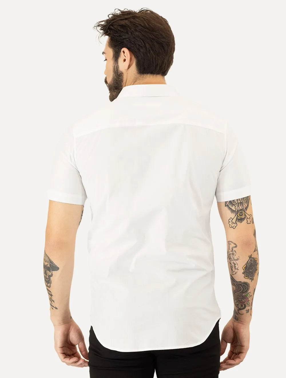 Camisa John John Masculina Manga Curta Slim Logo Branca