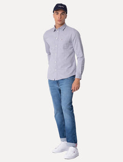 Camisa Tommy Jeans Masculina Regular Classic Oxford Azul Mescla