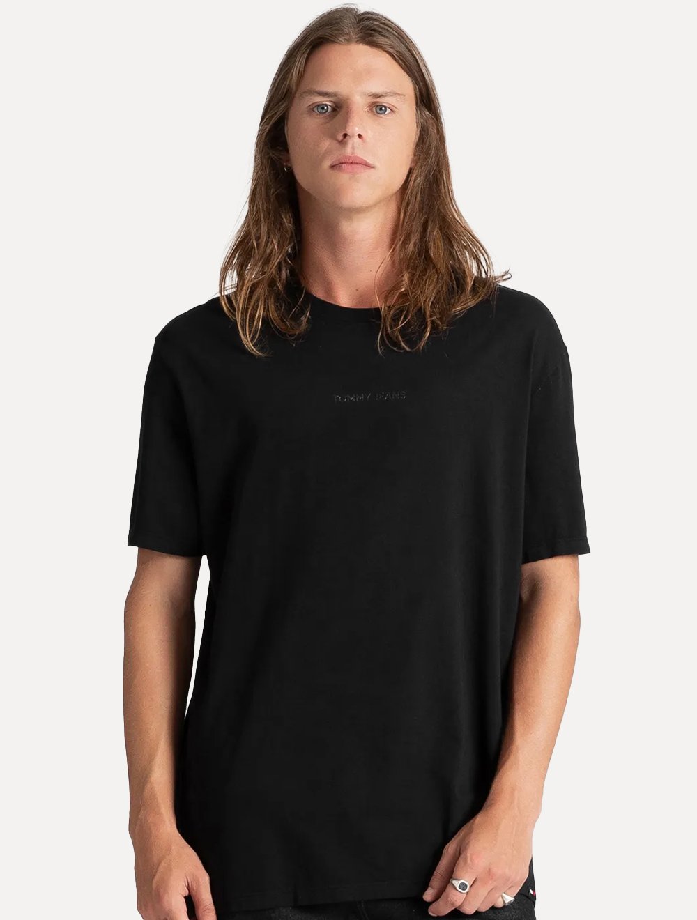 Camiseta Tommy Jeans Masculina Linear Gel Preto