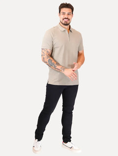 Polo Aramis Masculina Piquet Ziper All Straw Palha