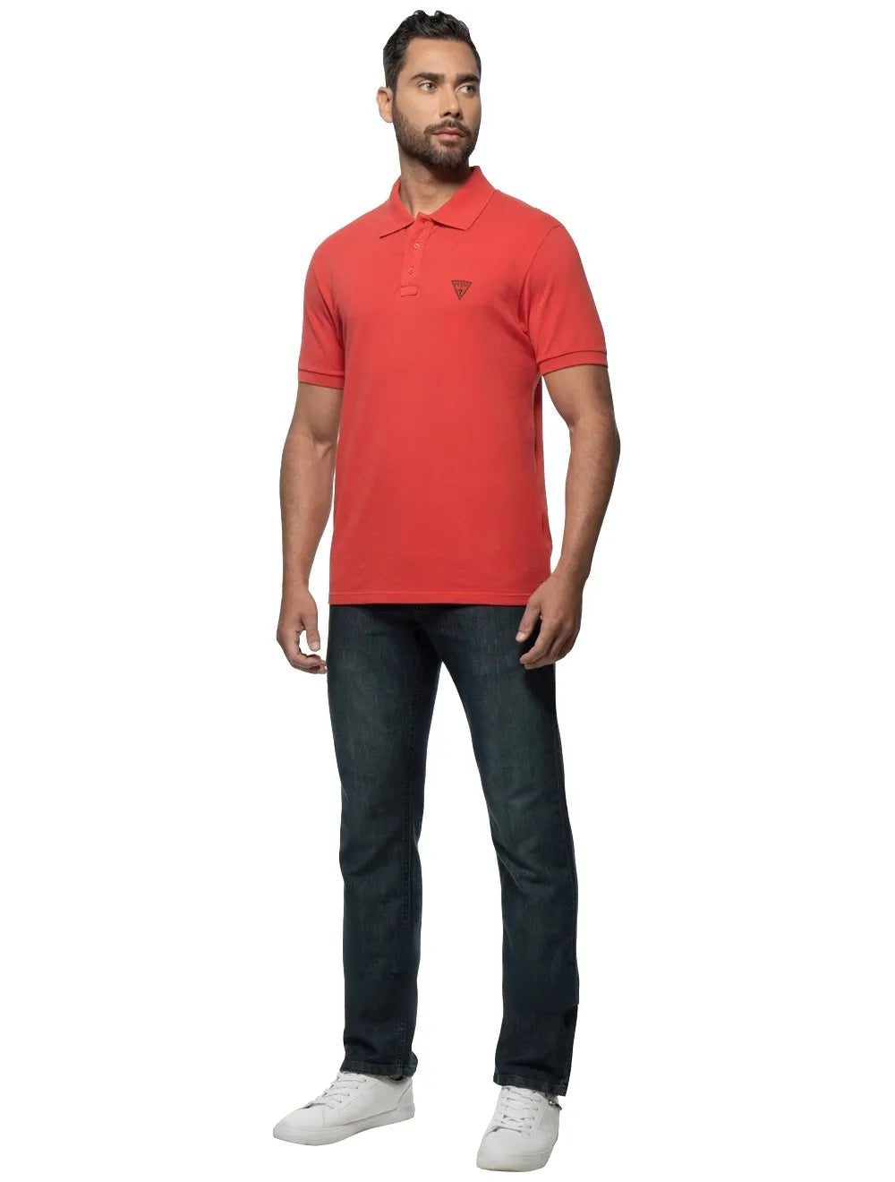 Polo Guess Masculina Piquet Cranberry Splash Laranja Coral