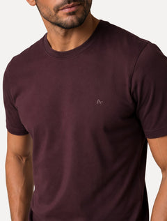 Camiseta Aramis Masculina Basic Lisa Mono Logo Bordeaux Bordô Escuro