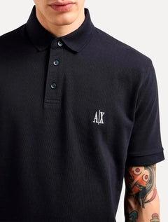 Polo Armani Exchange Masculina Regular Fit Logo Icon AX Azul Marinho