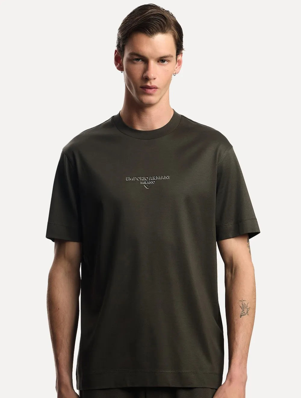 Camiseta Empório Armani Masculina Jersey Logo Chest Verde Escuro