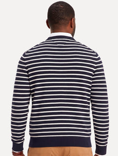 Suéter Tommy Hilfiger Masculino Crewneck Essential Cotton Listrada Azul/Branco