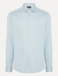 Camisa Dudalina Masculina Milano Tricoline Superfine Cotton Lisa Azul Claro