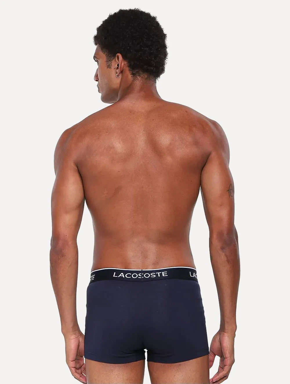 Cueca Lacoste Trunk Boxer Lettered Waist Azul Marinho Pack 3UN