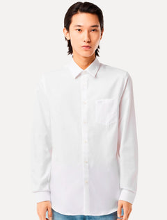 Camisa Lacoste Regular Poplin Cotton Pocket Mono Branca