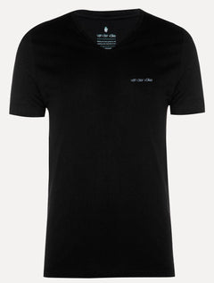Camiseta Von der Volke Masculina Origineel V-Neck Basis Logo Preta