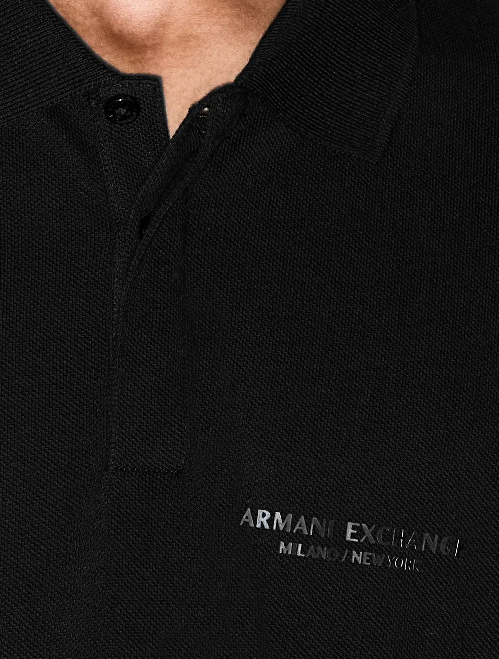 Polo Armani Exchange Regular Fit Light Logo Milano Preta 