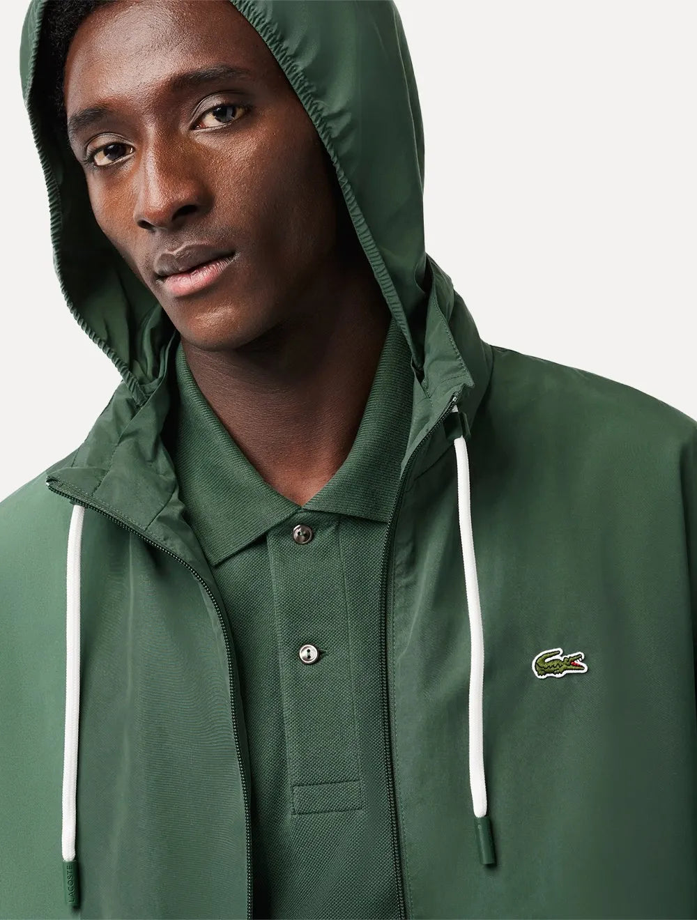 Jaqueta Lacoste Masculina Hoodie Curta Impermeável Verde
