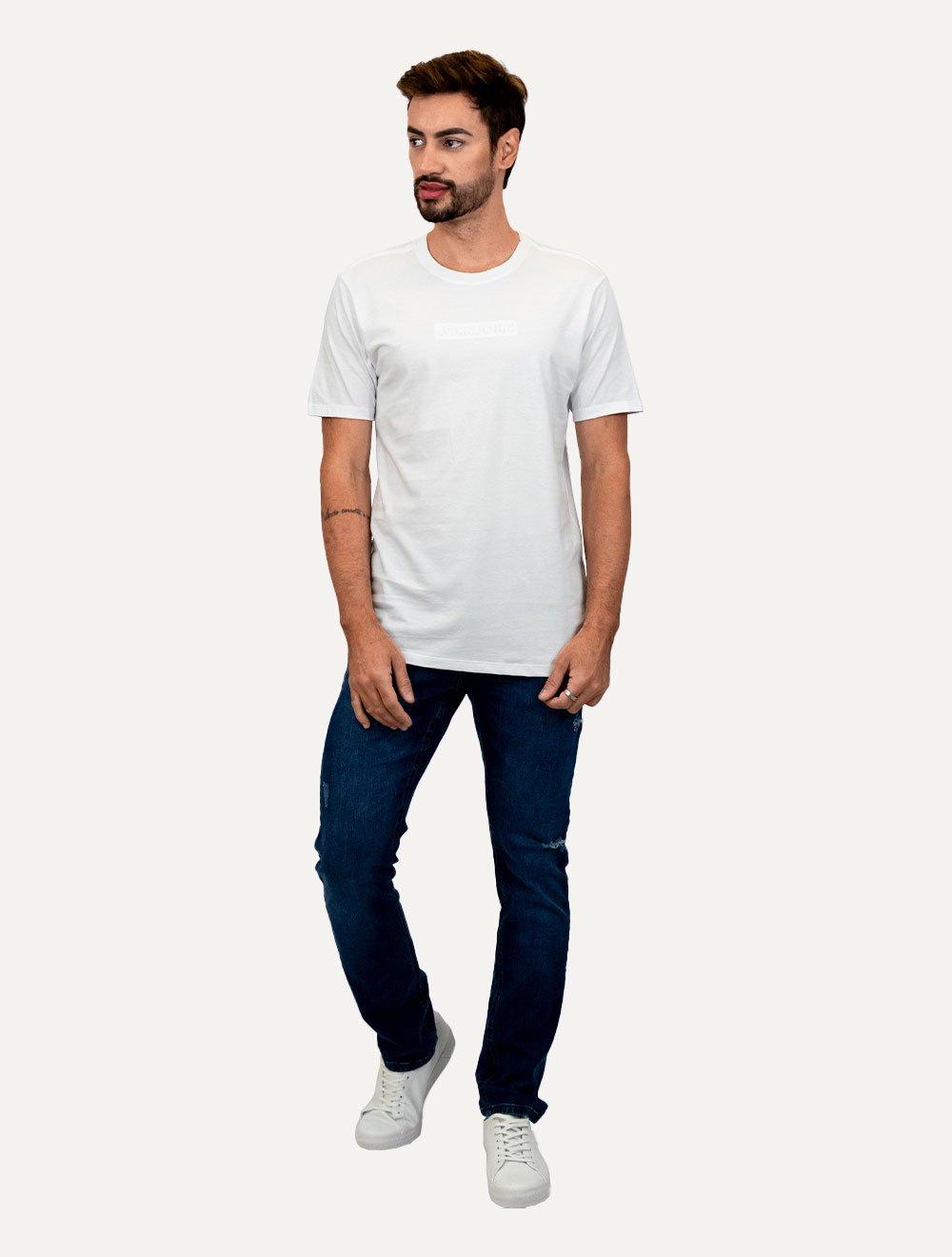 Camiseta John John Masculina Regular Embossed White Branca