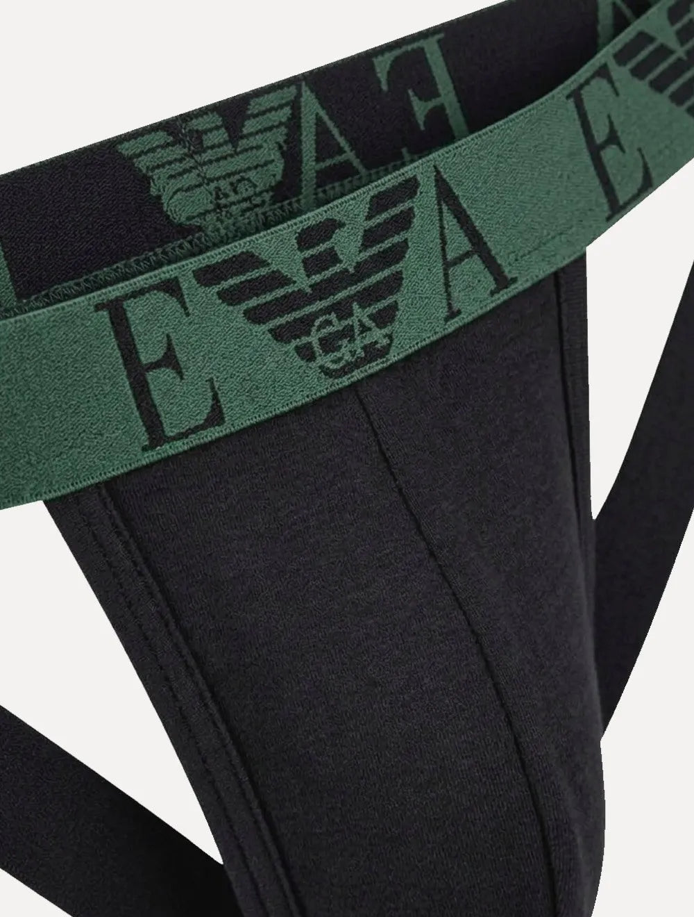 Kit Cuecas Emporio Armani Jockstrap EA Monogram Preta e Verde