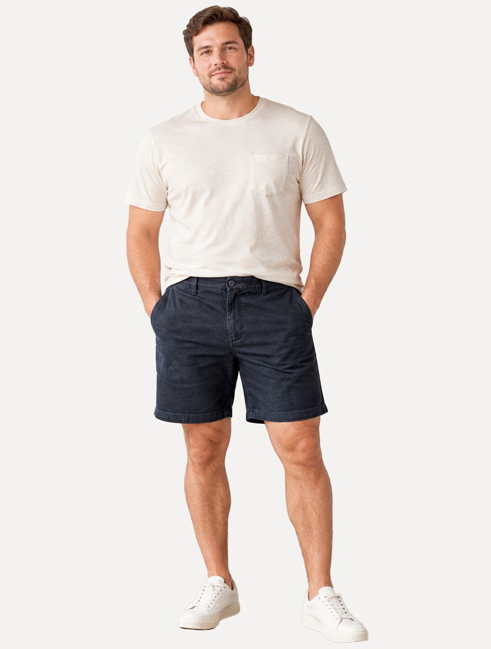 Bermuda Calvin Klein Jeans Masculina Elastano Botão Azul Marinho