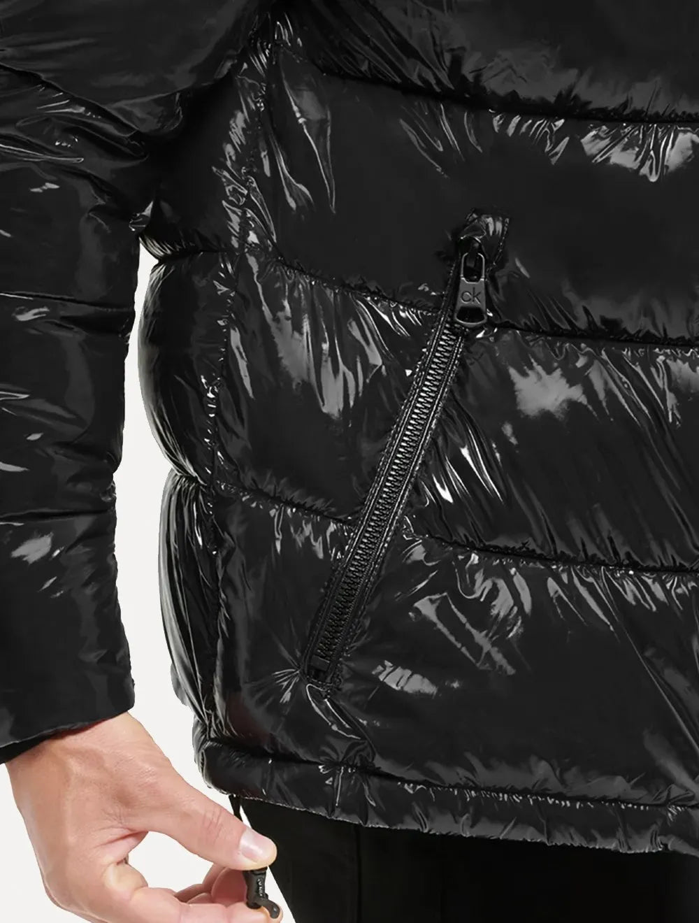 Jaqueta Calvin Klein Masculina Hoodie Matelassê Arm Logo Preta