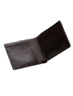Carteira Calvin Klein Couro Horizontal Logo Floater Marrom Café