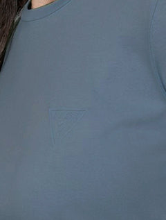 Camiseta Guess Feminina Chest Rubber Logo Azul Médio