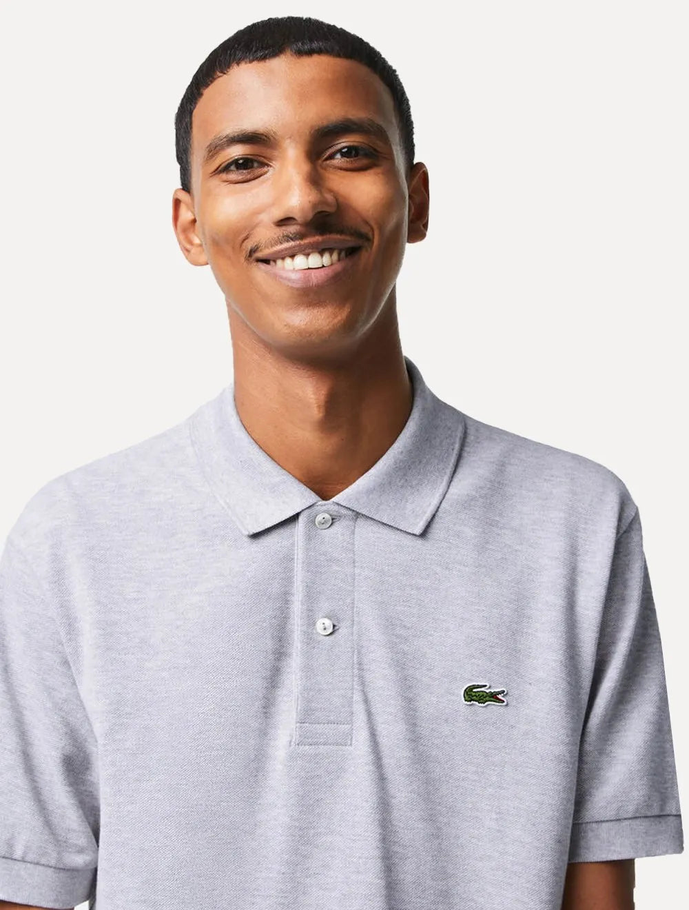 Polo Lacoste Masculina Classic Fit Mescla Azul Claro Mescla